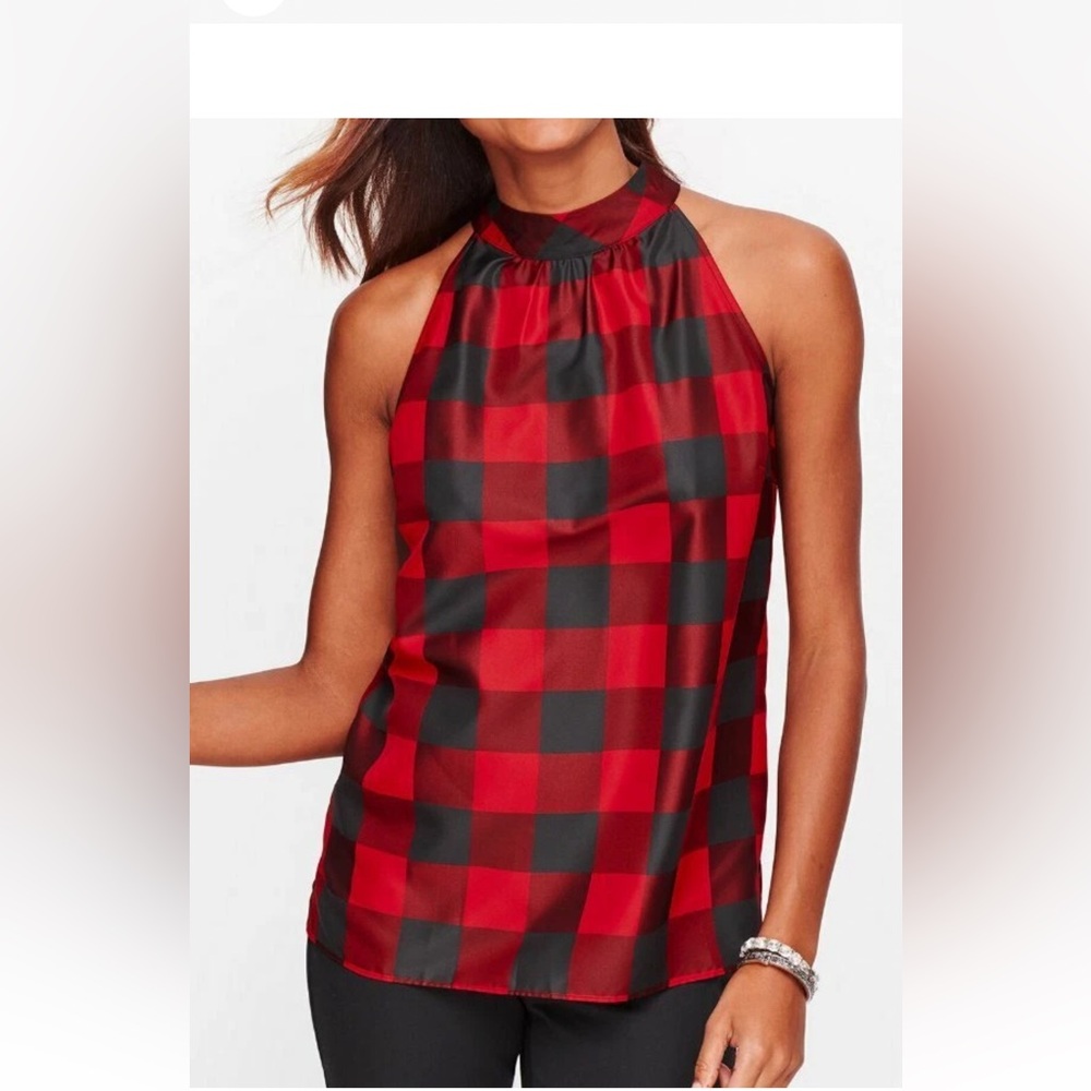 Talbots Red and Black Plaid Sleeveless Top